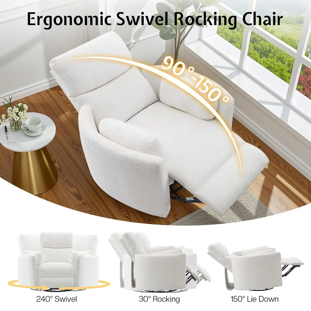 Power Recliner Chair Swivel Rocking Glider USB Type-C