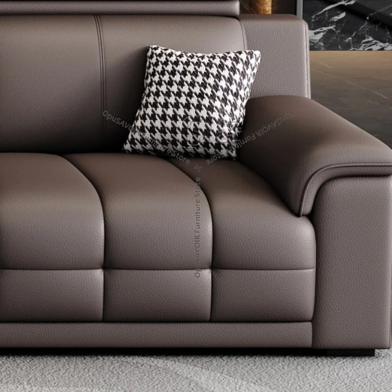 Italian Minimalist Lawrence Top Grain Leather Sofa