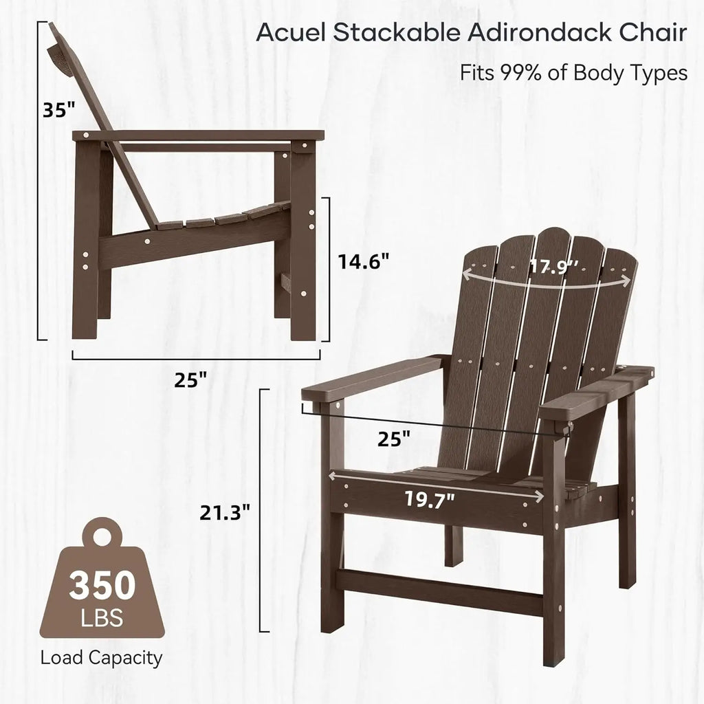 Stackable Adirondack Chairs Set of 2, Weather-Resistant Outdoor Patio Seating