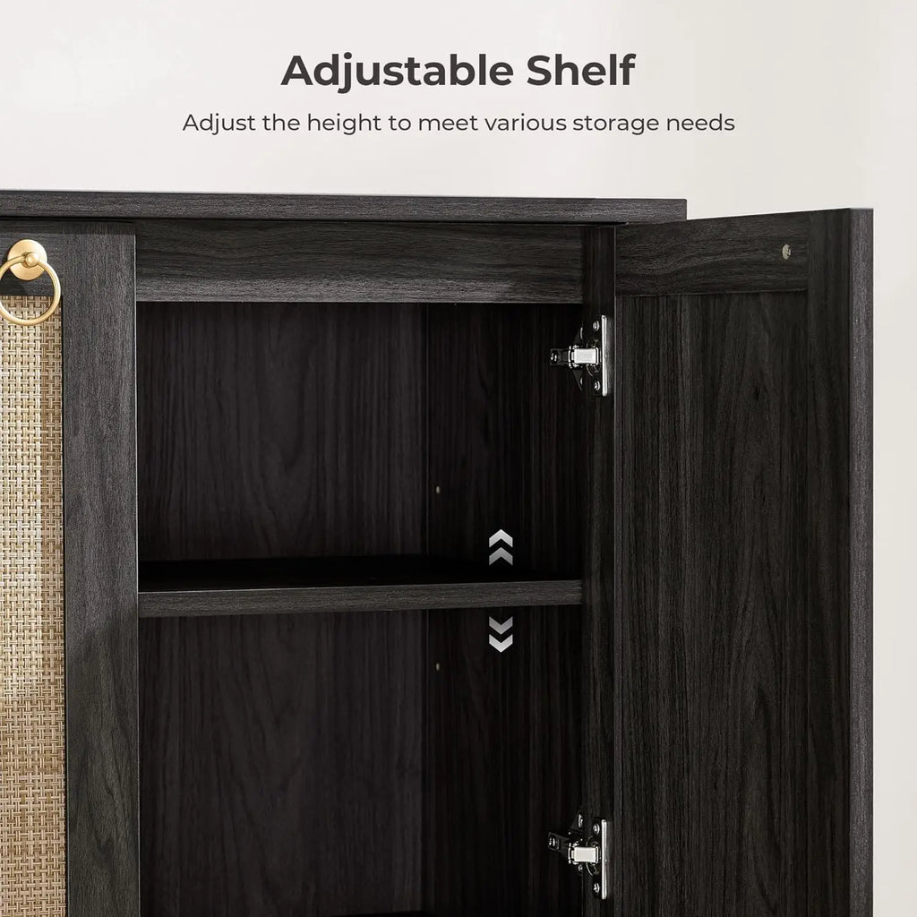 Obsidian Sideboard Buffet Cabinet with Rattan Doors