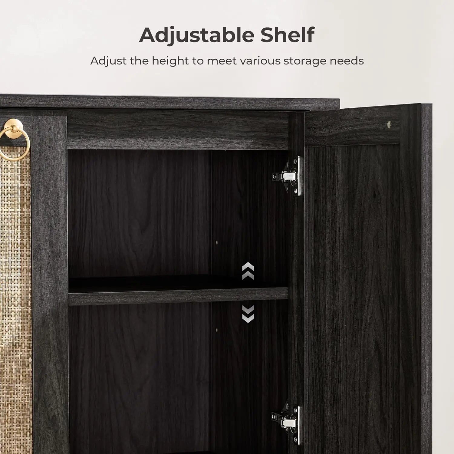 Obsidian Sideboard Buffet Cabinet with Rattan Doors