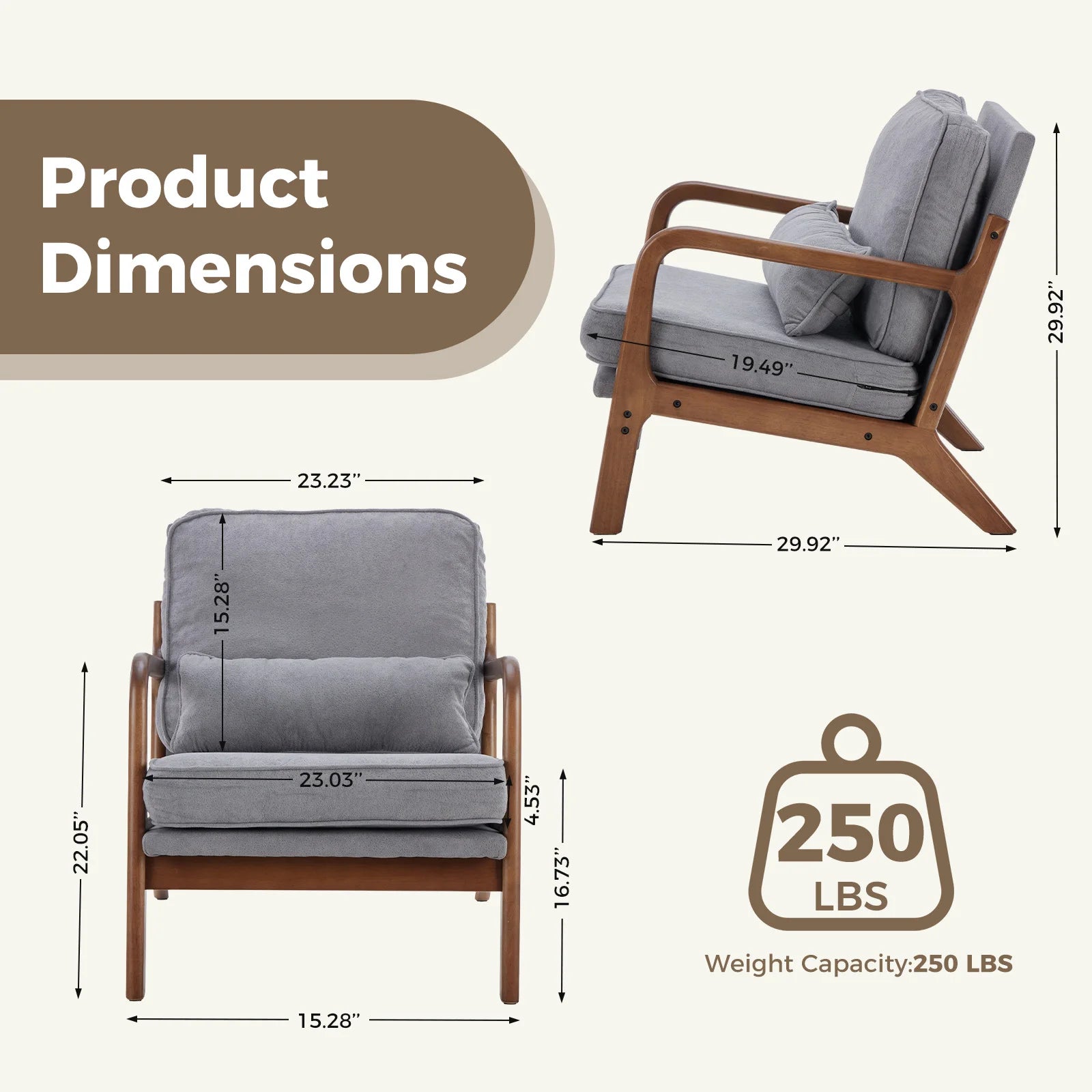 Modern Chair Solid Wooden Frame