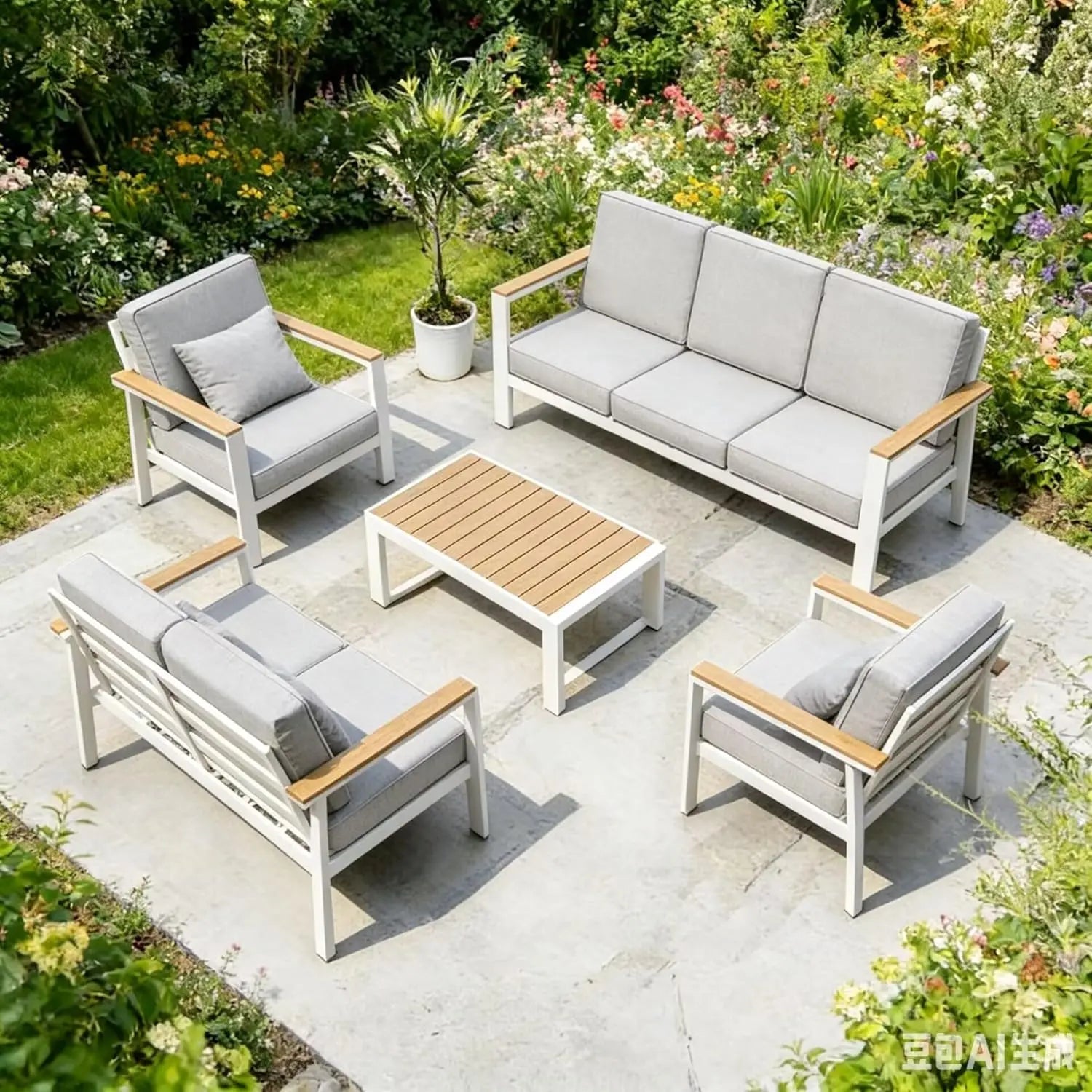 Modern Metal Outdoor Conversation Sectional Sofa