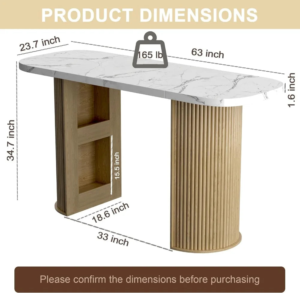 Fluted Counter Height Bar Table