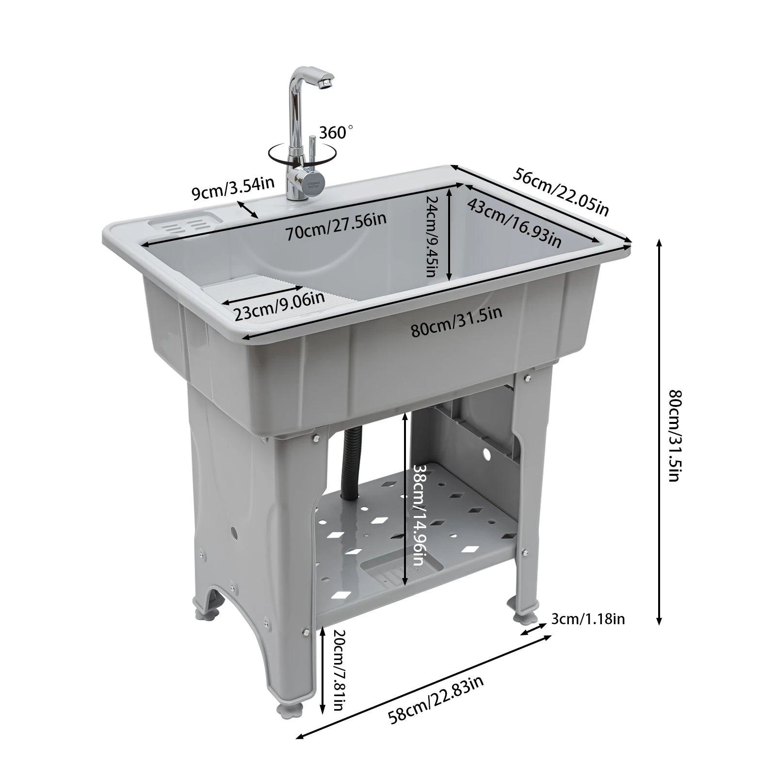 Upgraded 70kg Capacity Laundry Sink