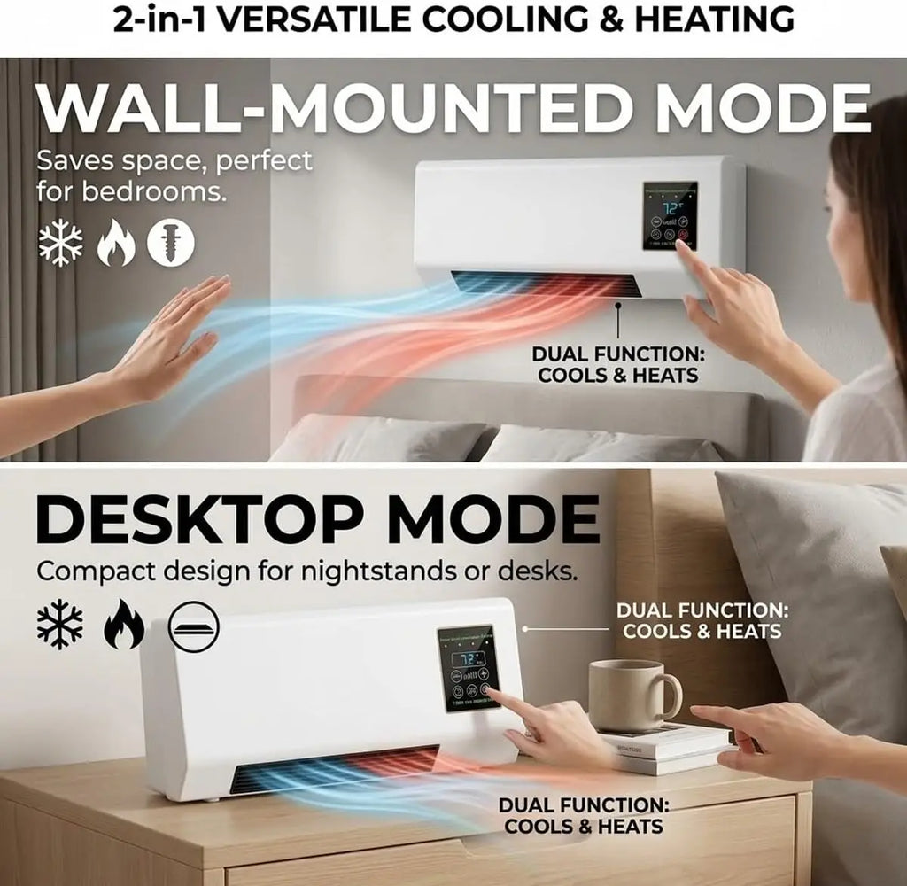 Wall Mounted Air Conditioner Fan, 2-in-1 Heater and Cooling Combo