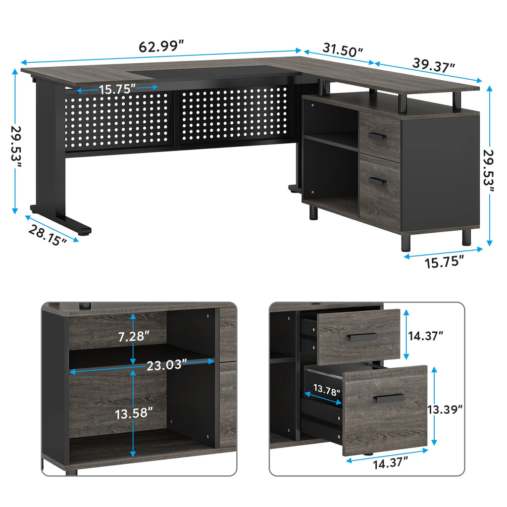 Executive Desk with File Cabinet