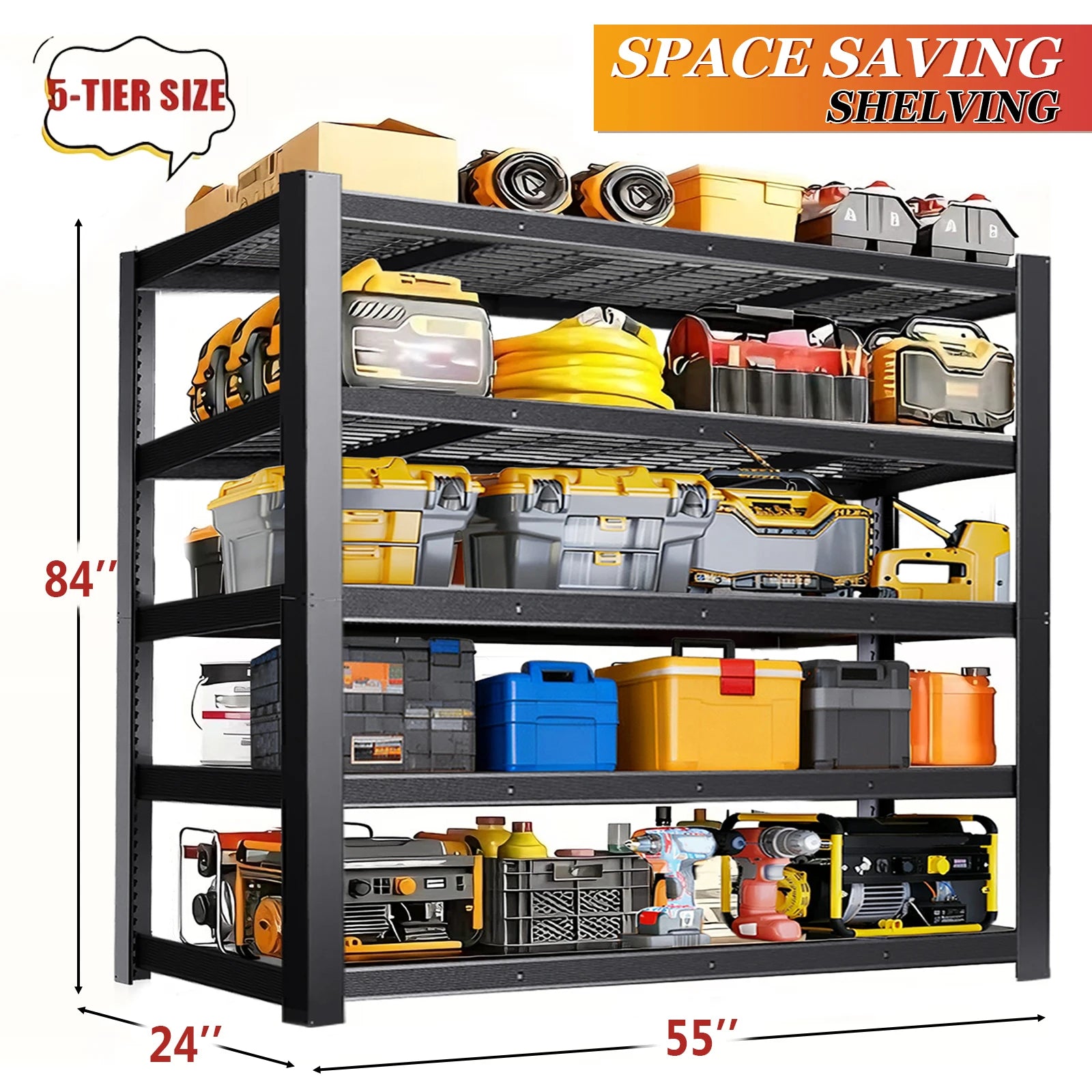 Heavy-Duty Metal Storage Rack 2000 lb. Capacity/Shelf