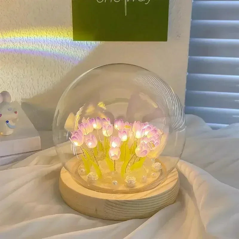 LED Ornaments Handmade Artificial Tulip Flower Night Lamp