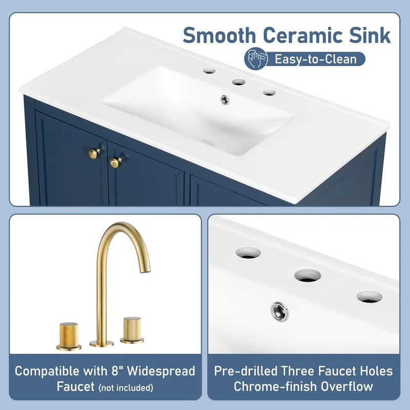 36" Blue Bathroom Vanity with Sink
