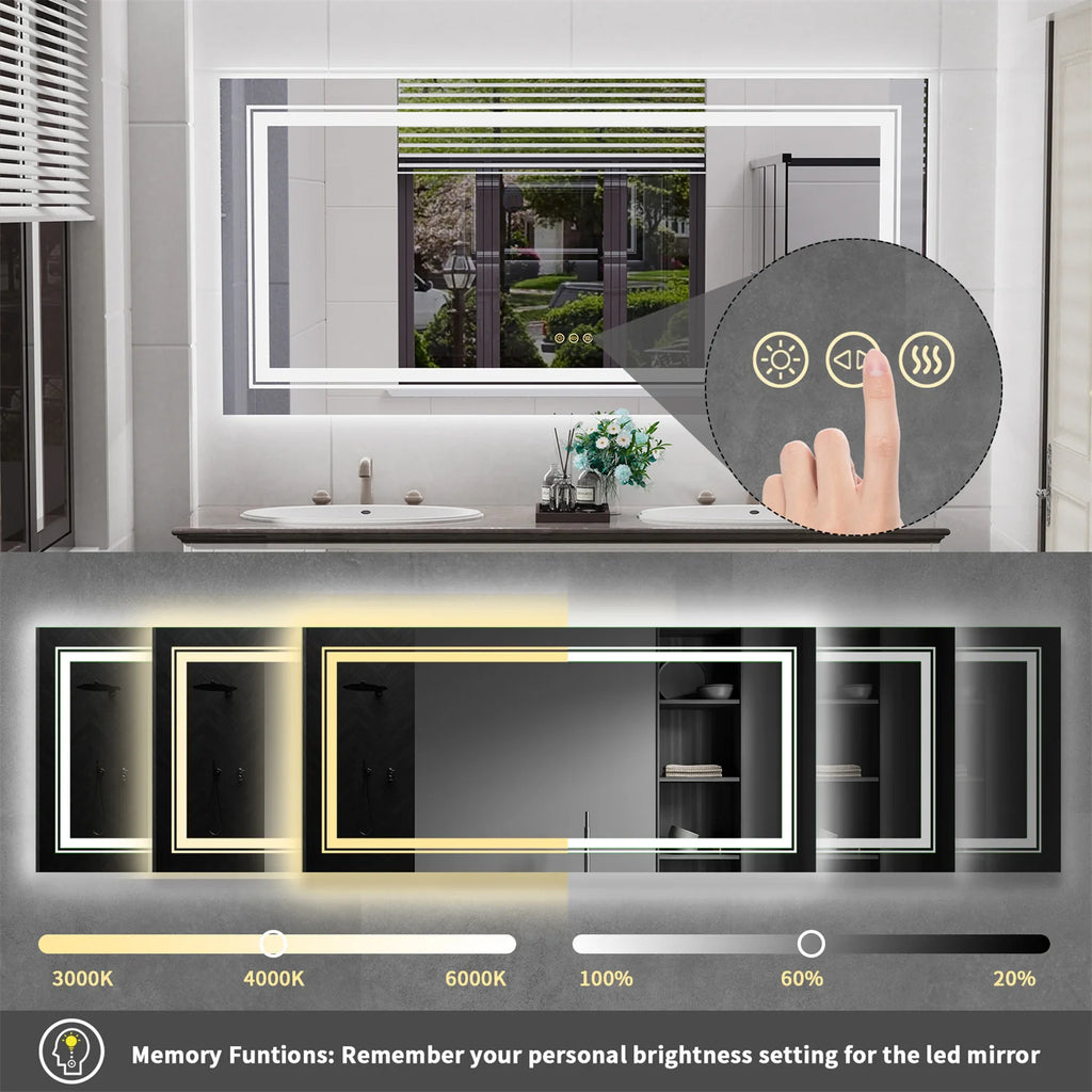 Extra Large LED Light Backlit Bathroom Mirror