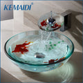 Tempered Glass Bathroom Basin Sink Faucet Combo