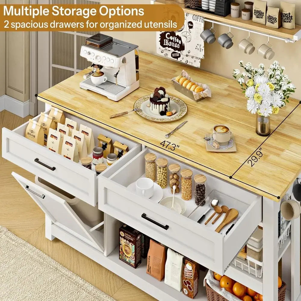 Kitchen Island with Storage and Seating Include 2 Bar Stools