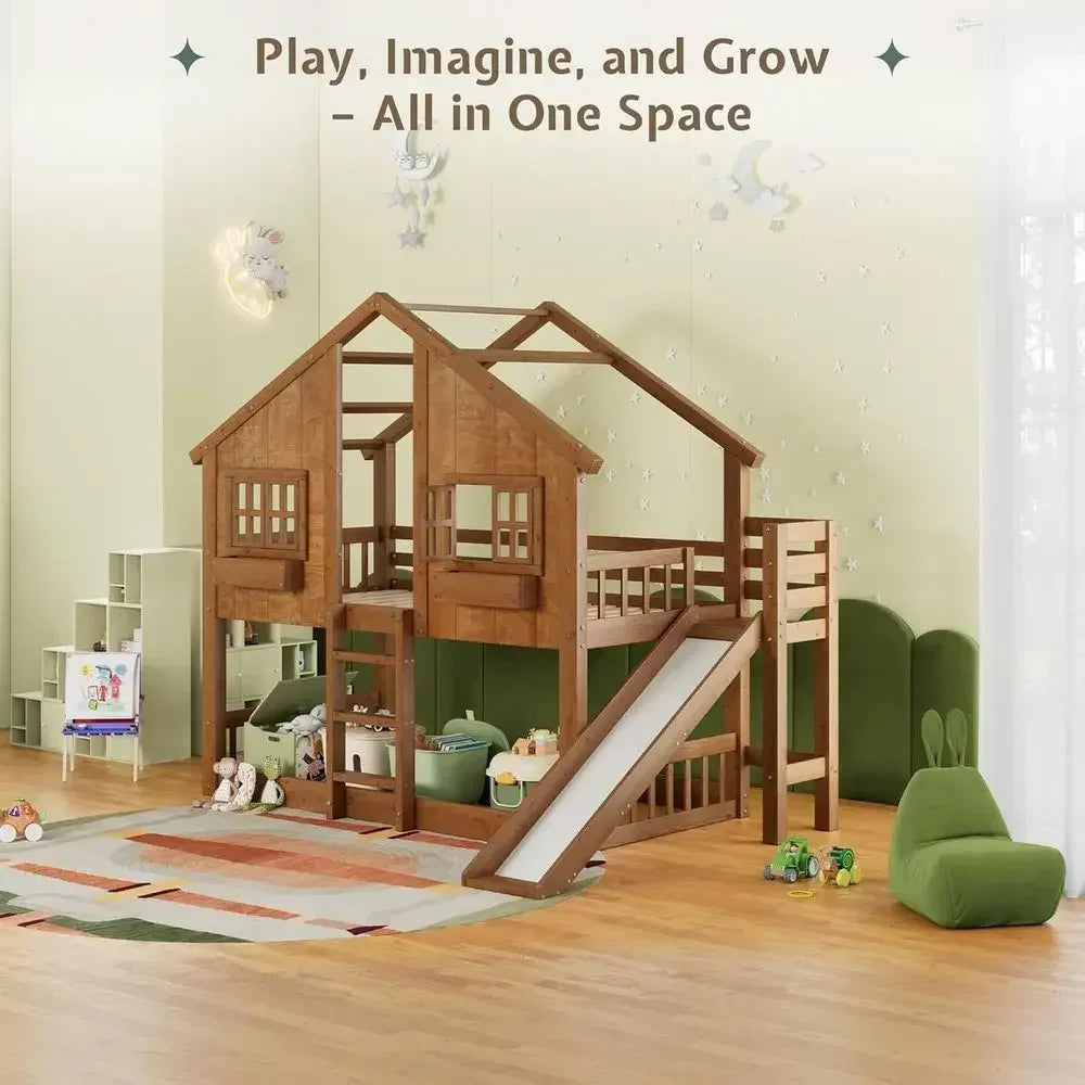 Twin Over Twin Wooden Bunk Bed
