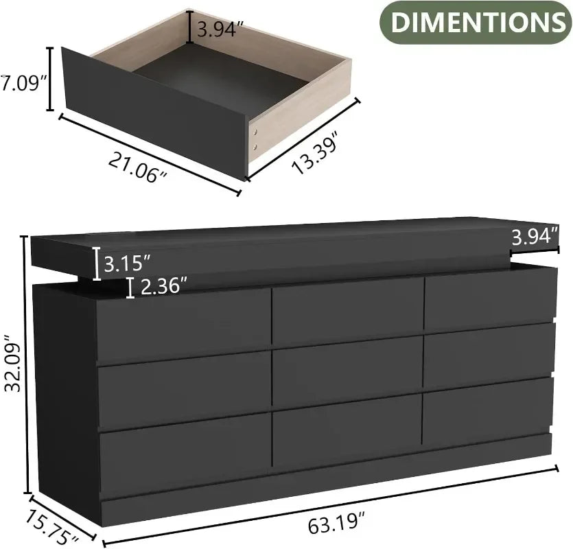 9 Drawer Dresser with Power Outlet