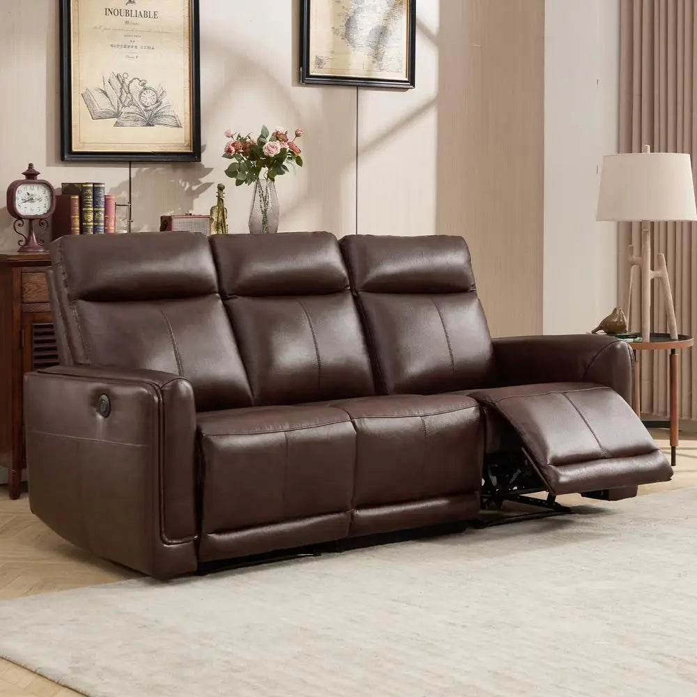 Genuine Leather Power Recliner Sofa