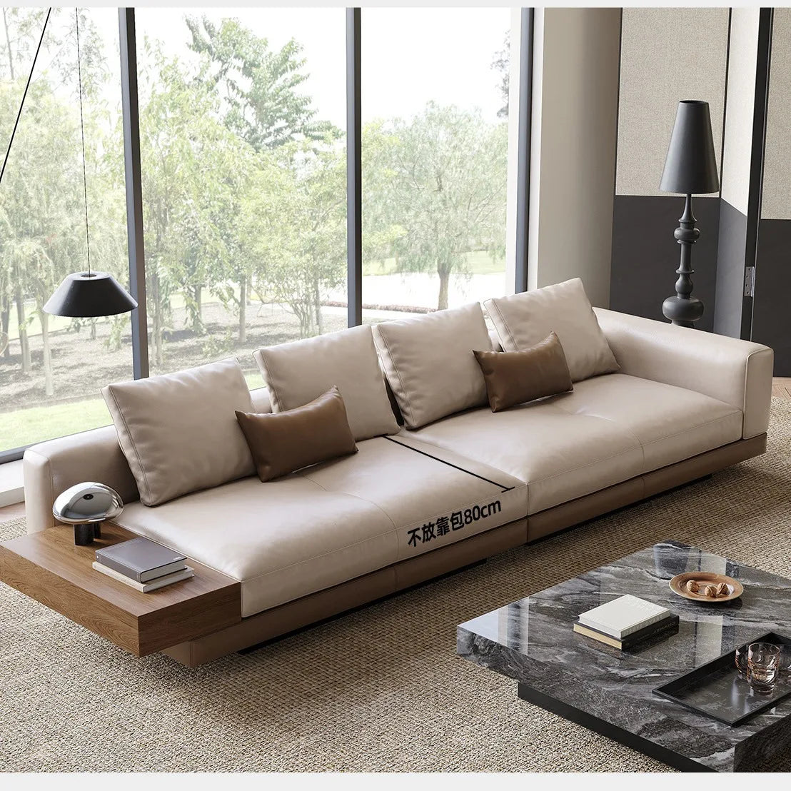 Connelly Leather Italian Minimalist Sofa