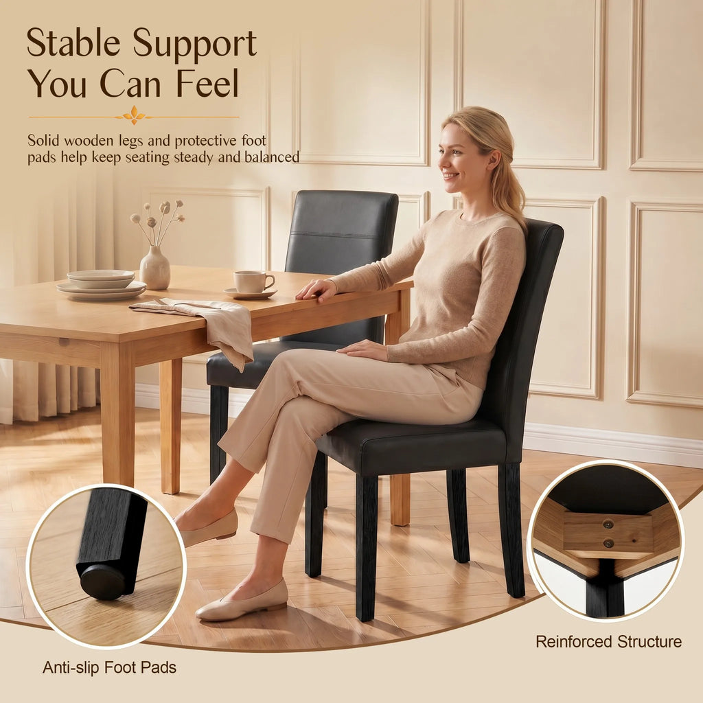 Modern Leather Dining Chairs Set of 2