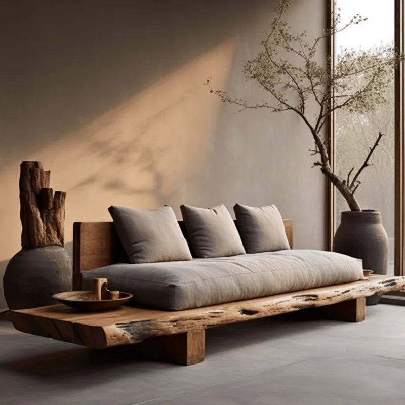 Natural Edge Log Japanese-Style Sofa