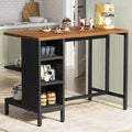 Kitchen Island Bar Table With Five Open Storage Shelves