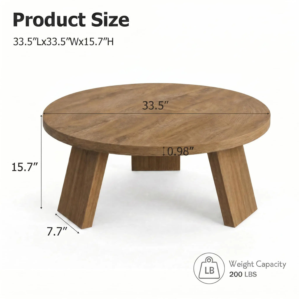 33.5 Inch Round Coffee Table for Living Room