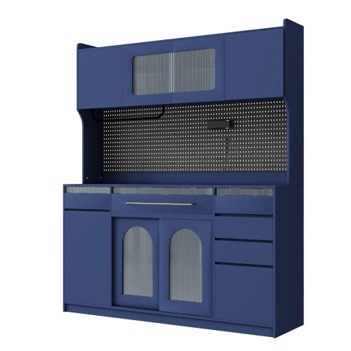 63'' W Buffet with Hutch,Large Coffee Bar Storage Cabinet with 6 Drawers,