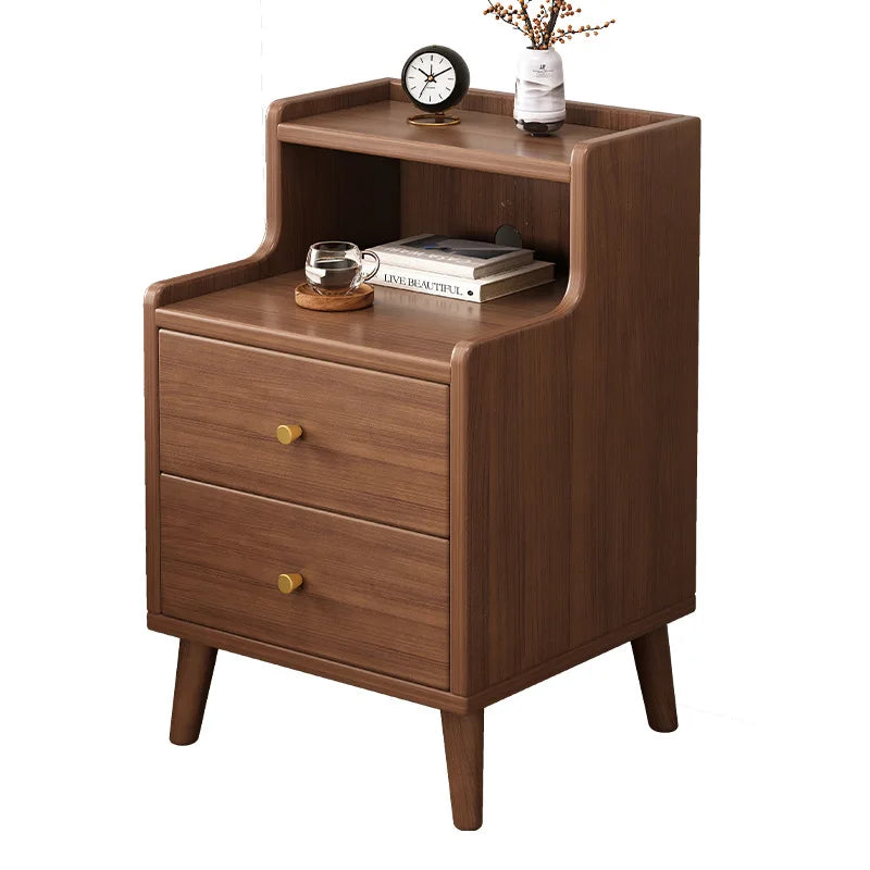 Chinese Style Nightstand - Narrow Solid Wood Bedside Table with Storage Drawer