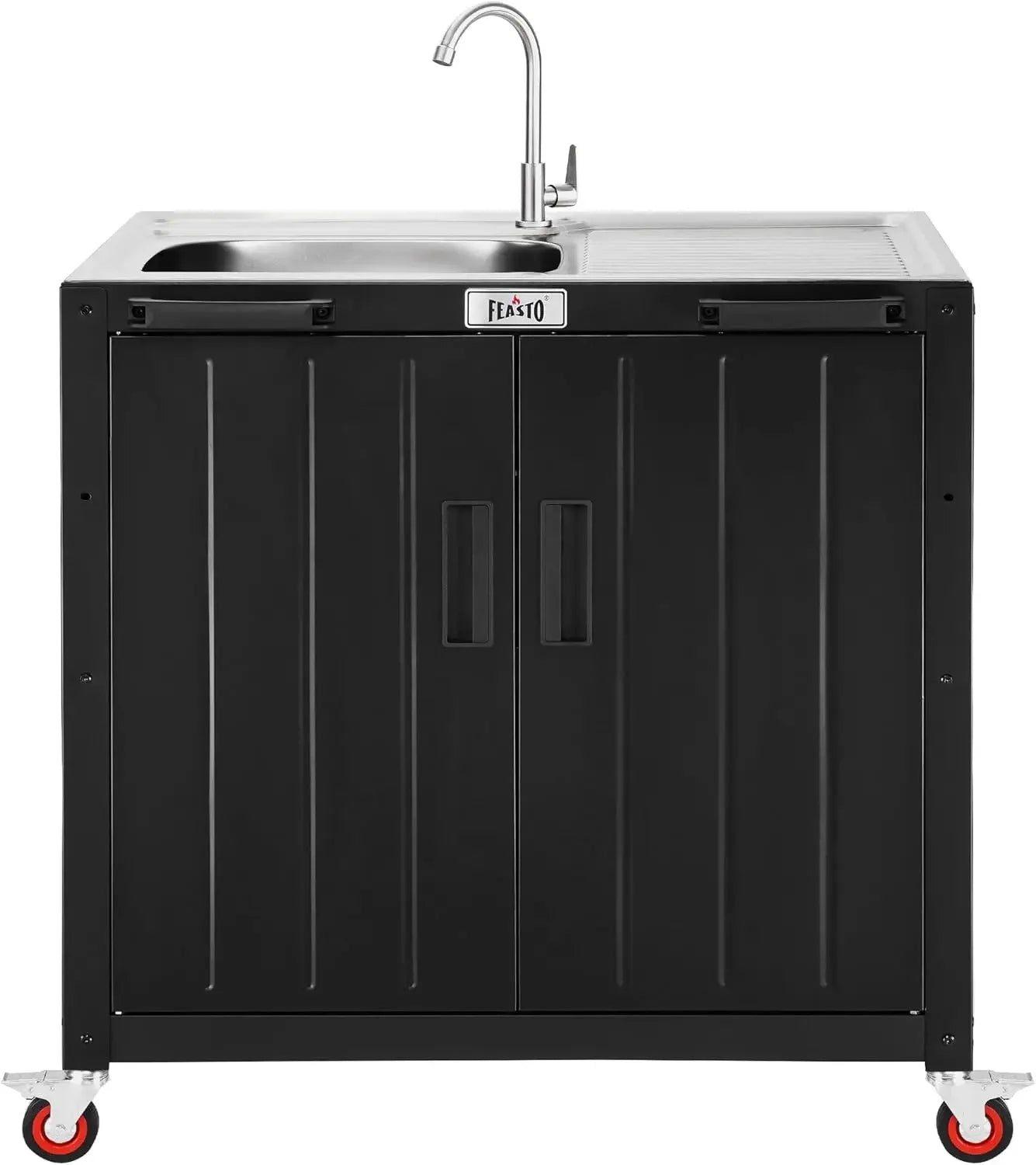 Outdoor Kitchen Island with Stainless Steel Sink and Storage Cabinet