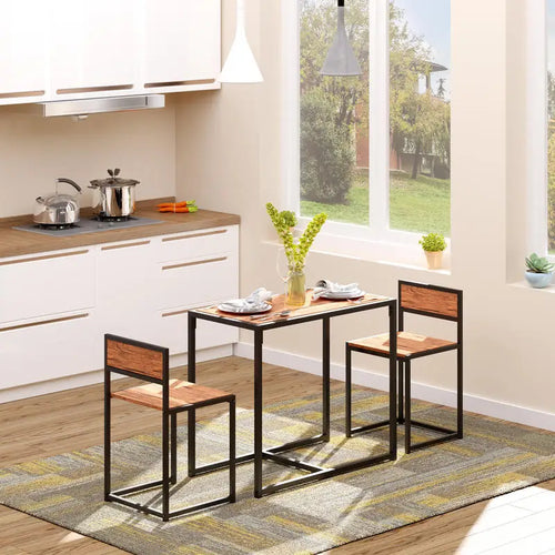 3-Piece Industrial Dining Table Set for 2