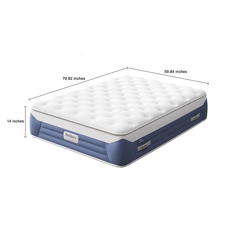 Cool 14" Queen Plush Hybrid Mattress with Cooling Fabric,
