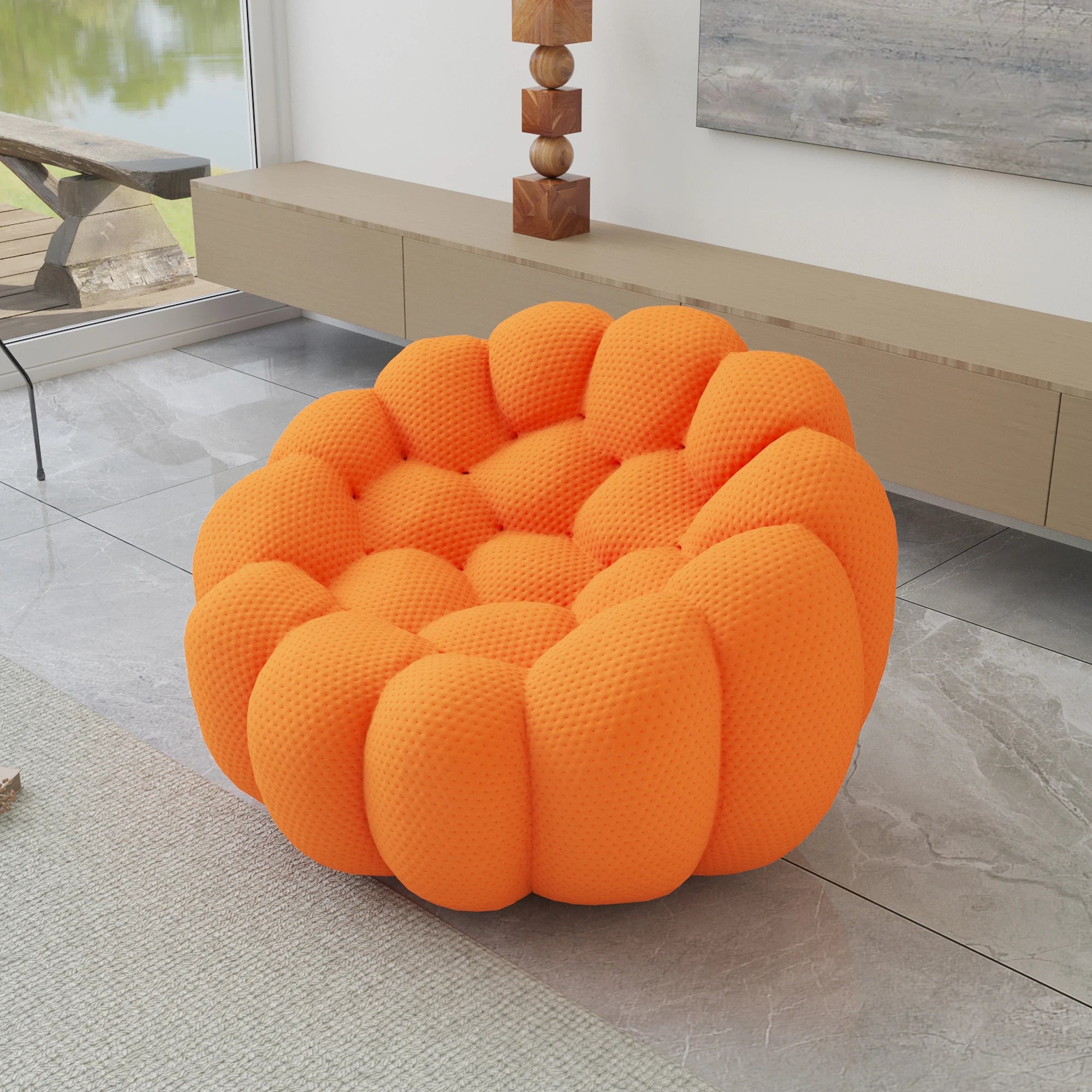 Oversized Boneless Bubble Couch, Football-Shaped Design