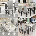 4-Person Marble Kitchen Table with 4 PU Leather Chairs,