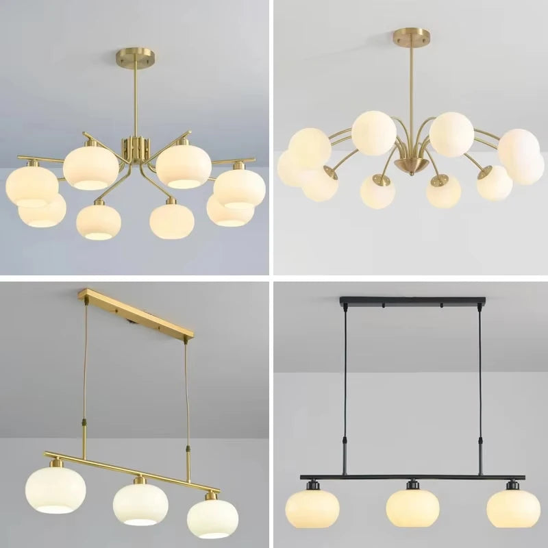 Modern Real Copper Glass Ball Ceiling Chandelier