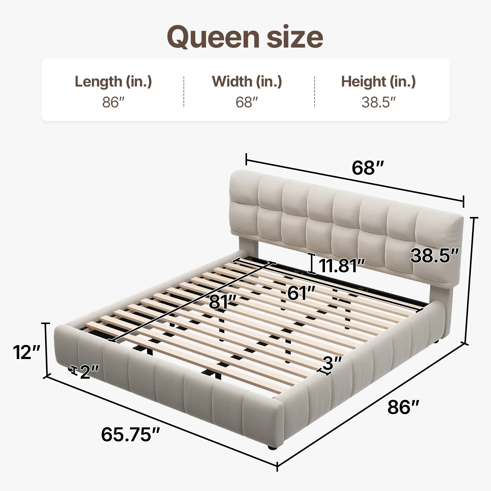 Queen Size Modern Cloud Platform Bed