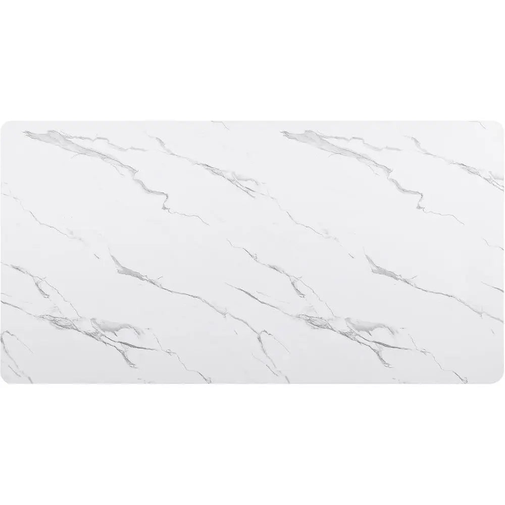 Elegant 70 Marble Dining Table with Black Base and White Top