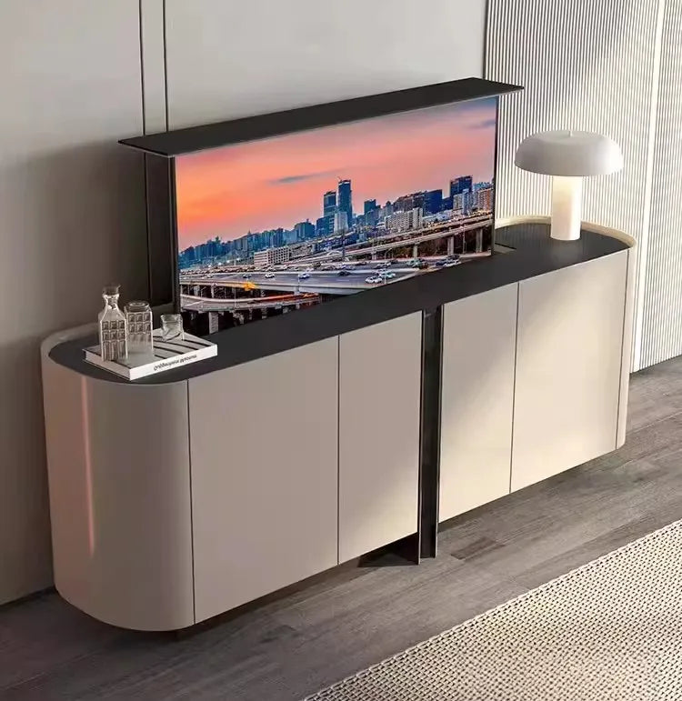 Light luxury electric remote control lifting TV cabinet