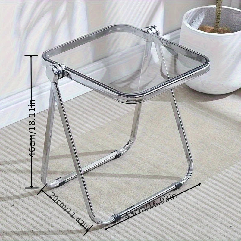Folding Side Table - Transparent Coffee Table for Living Room