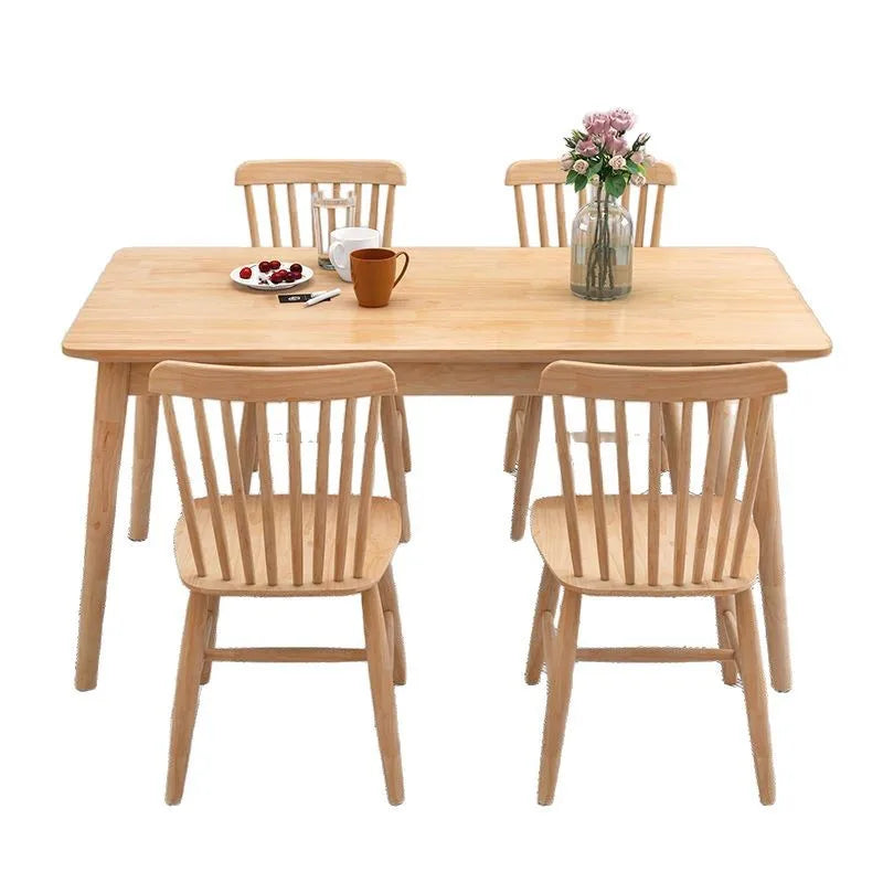 Nordic Solid Wood Dining Table Set 4 Chairs