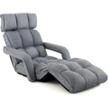 Gray 6-Position Adjustable Padded Lounger Bed with Armrest