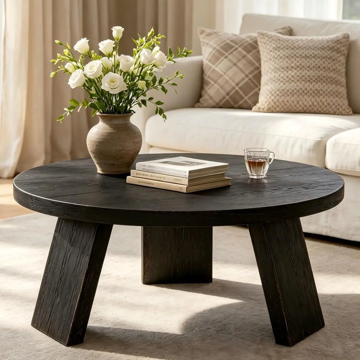 33.5 Inch Round Coffee Table for Living Room