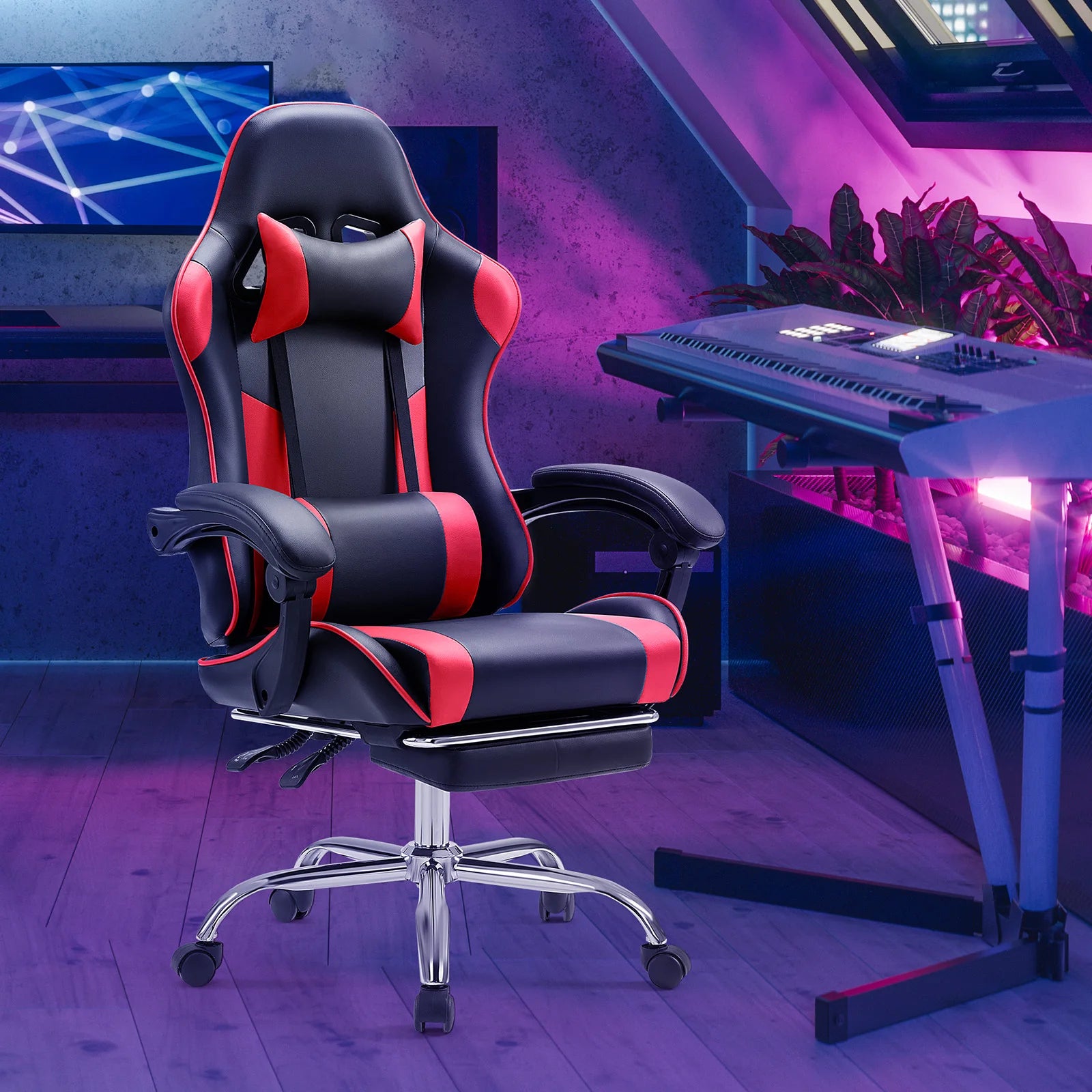 Ergonomic Office Gaming Chair with Footrest and Lumbar Support