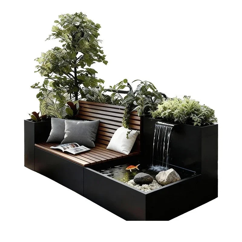 Outdoor flower box, seat combination