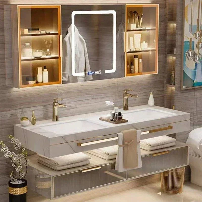 Bathroom Cabinet  Slate Smart Mirror  Double Washbasin
