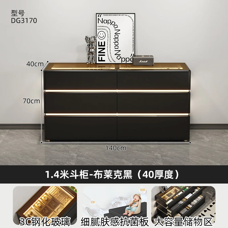 Modern chest of  6 drawers, jewelry cabinet with light