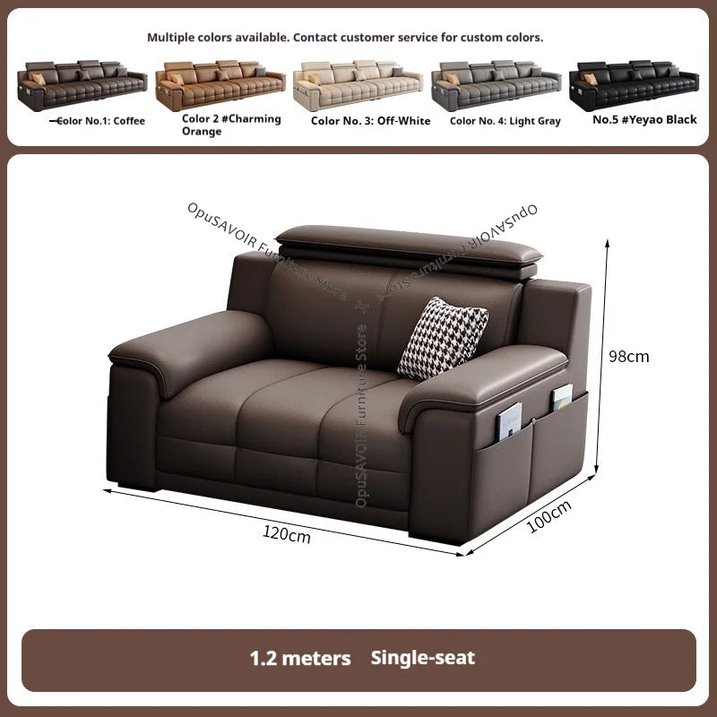 Italian Minimalist Lawrence Top Grain Leather Sofa