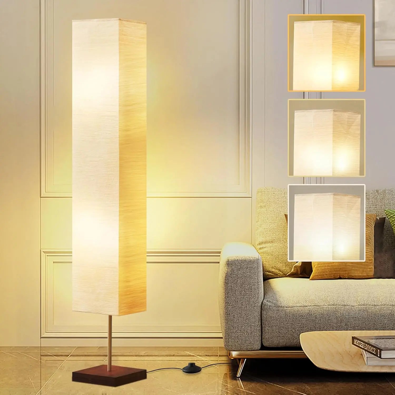 Adjustable Floor Lamp 65in Tall with Wood Base