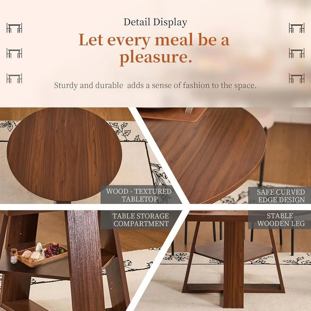 Space-Saving Extendable Round Kitchen Dining Table