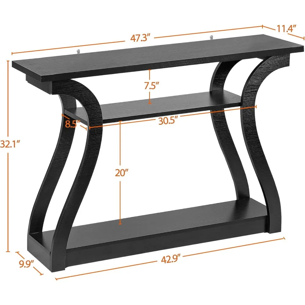 Console Table, Entryway Table with 3 Tier Storage Shelves