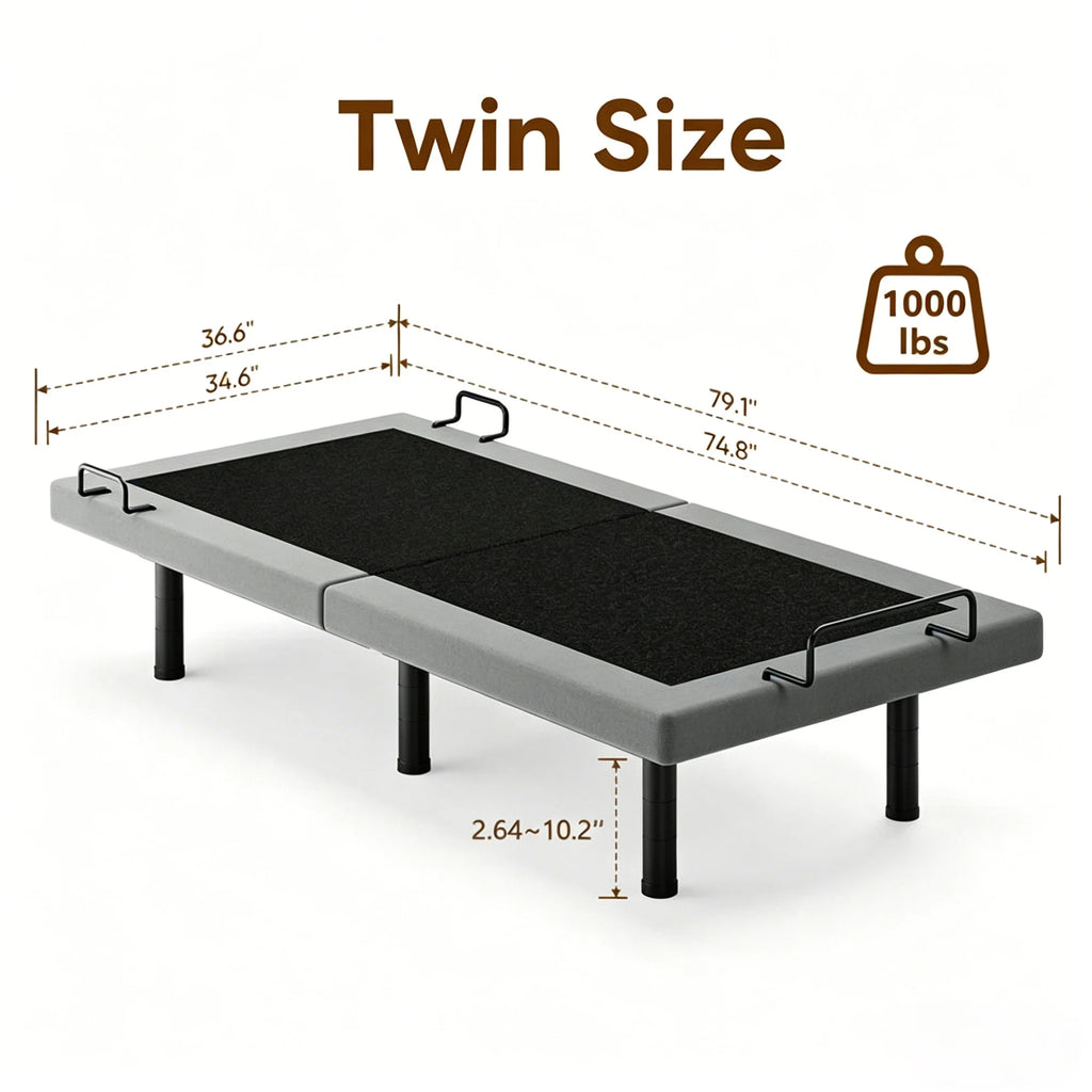 Twin Split King Size Adjustable Bed Base Frame with Massage