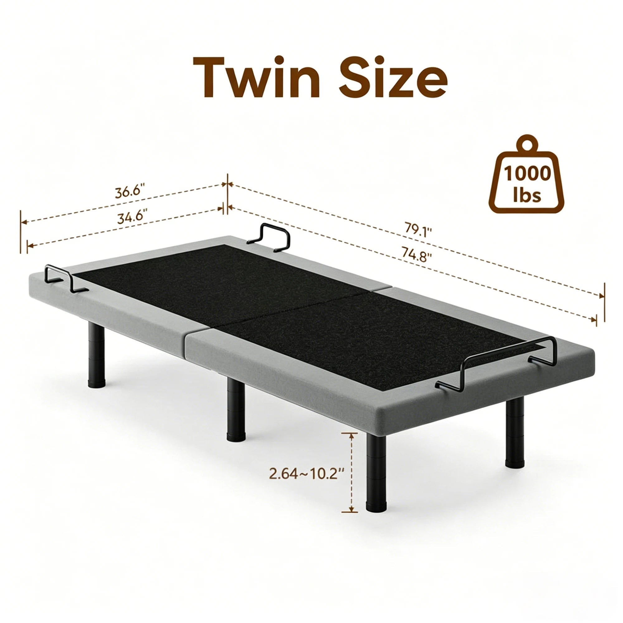 Twin Split King Size Adjustable Bed Base Frame with Massage